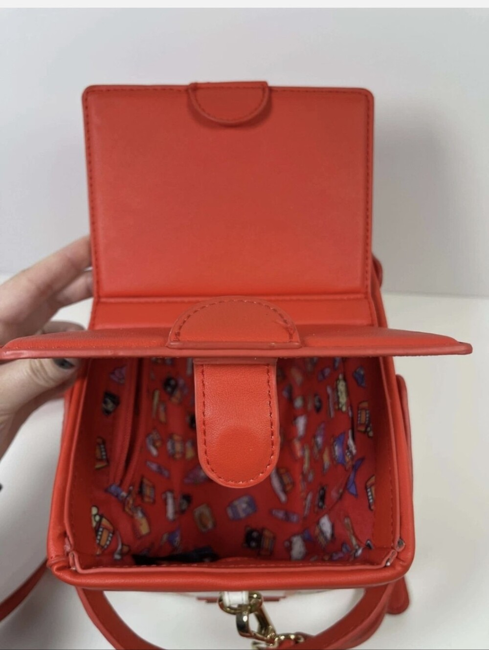 Sanrio Red Multicolor Striped Crossbody Basket Bag - Picture 7 of 9